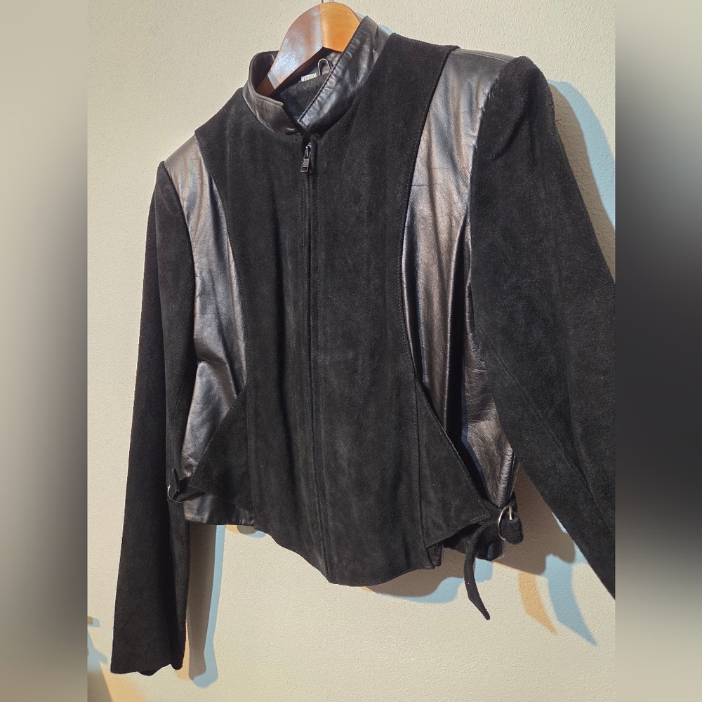 Wilson's leather size 16 Suede  and leather cropped jacket VTG 80s